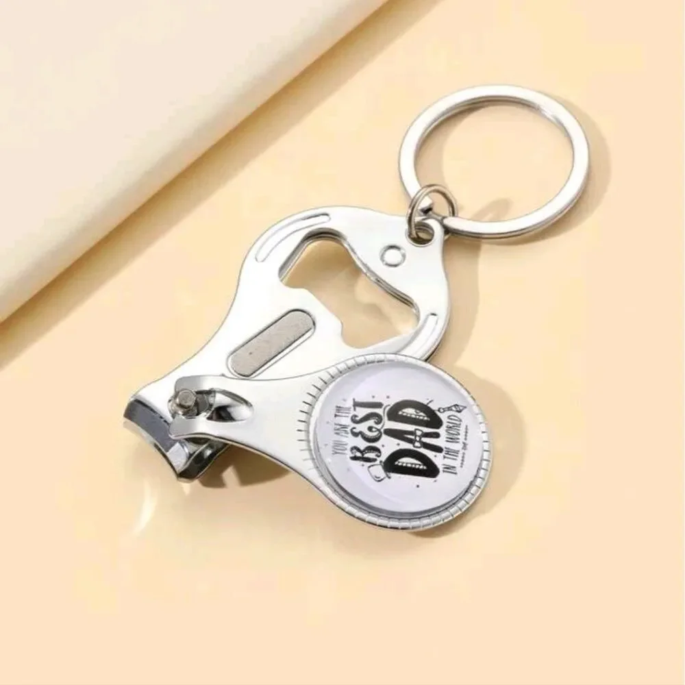 New Best Dad keychain with nail clippers and bottle opener